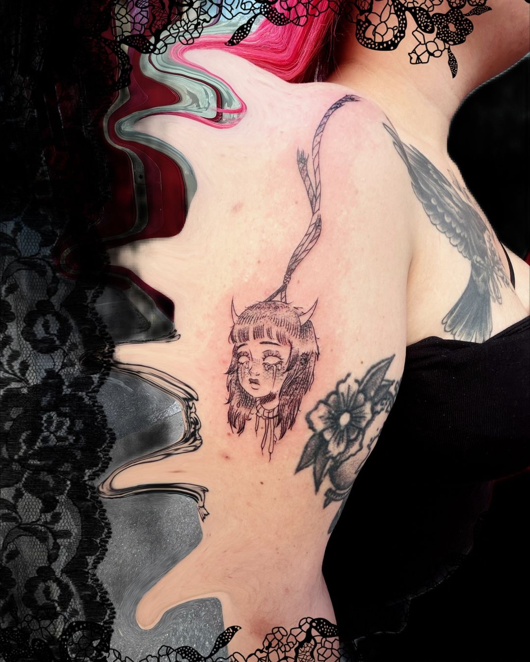 Travail de Clowntriste Créatrice De Cauchemars Tatouage Marseille