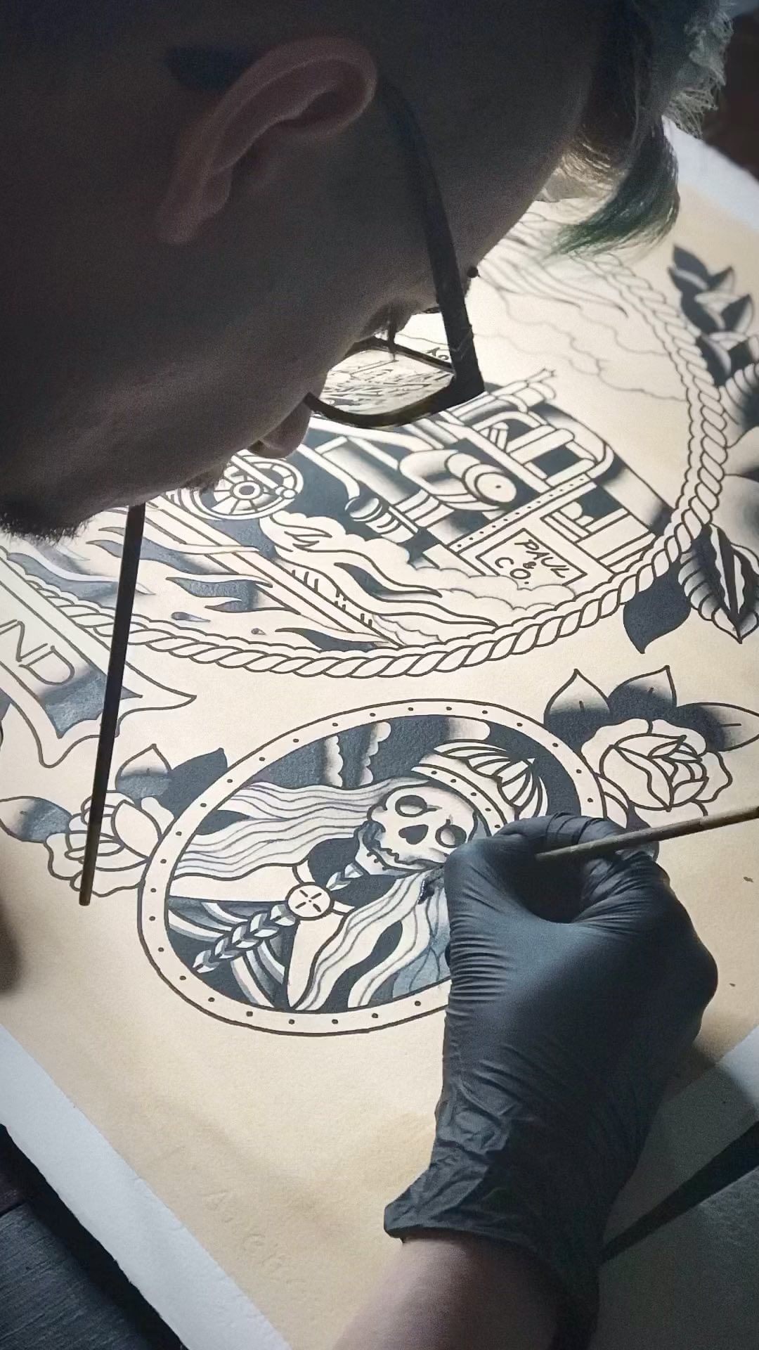 Travail de Fauckos Tattoo Flash Painting