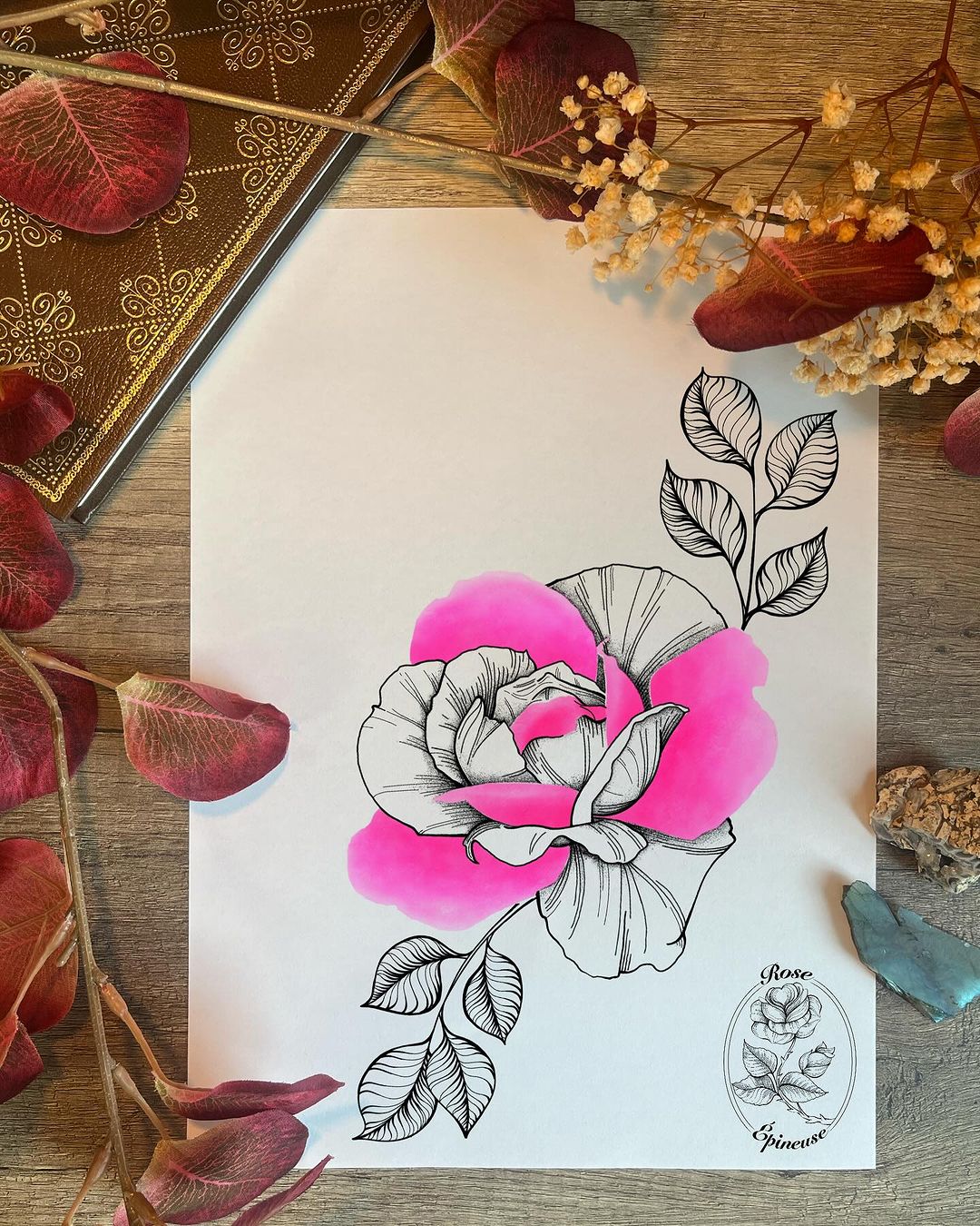 Tatouage par Léa - Rose Epineuse