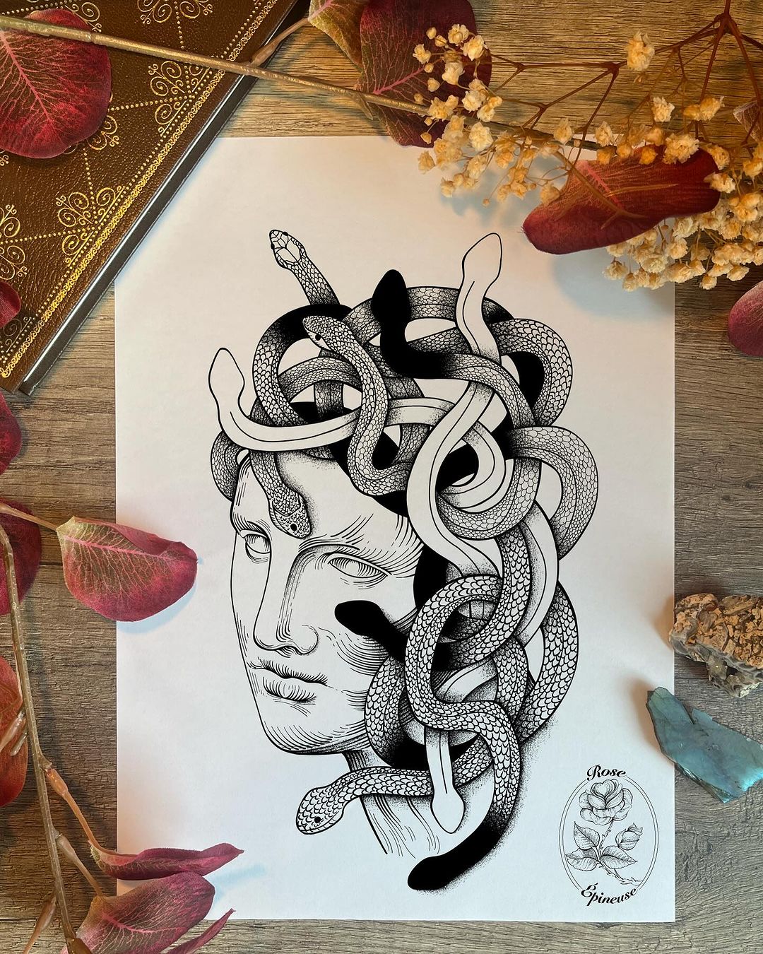 Tatouage par Léa - Rose Epineuse